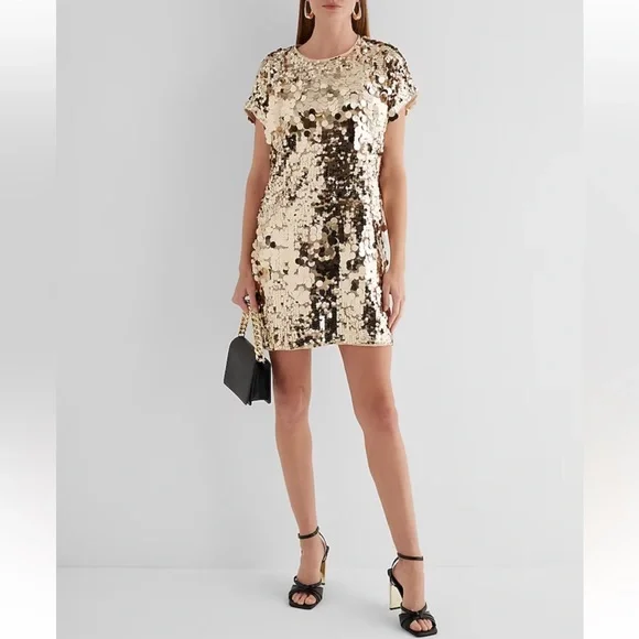 Express Dresses Nwt Express Gold Sequin Shift Dress Poshmark